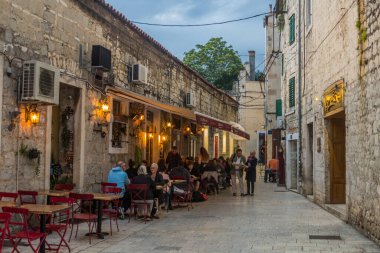 SPLIT, CROATIA - MAY 27, 2019: Open air restaurant in Split, Croatia