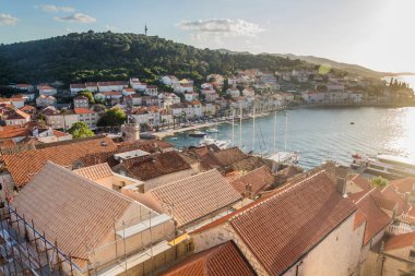 Aerial view of Korcula town, Croatia