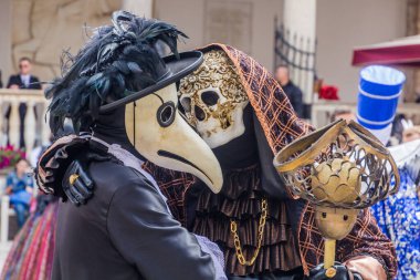 TROGIR, CROATIA - MAY 27, 2019: Masked actors during the shooting of Strike Back TV series in the old town of Trogir, Croatia