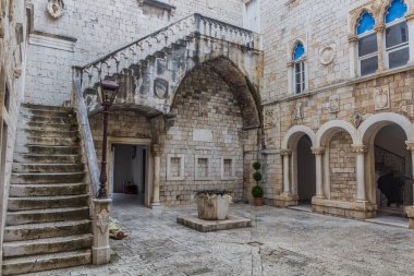 Courtyard of the town hall in the old town of Trogir, Croatia
