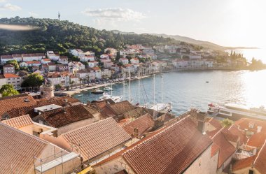 Aerial view of Korcula town, Croatia