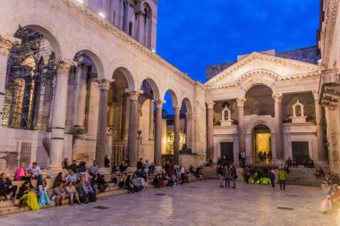 SPLIT, CROATIA - MAY 26, 2019: Peristil, ancient colonnade in Split, Croatia