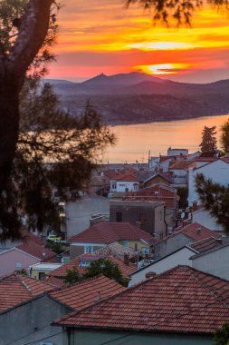 Sunset above Sibenik town, Croatia