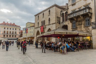 SPLIT, CROATIA - MAY 27, 2019: View of Narodni Trg square in Split, Croatia