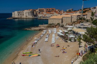 DUBROVNIK, CROATIA - MAY 31, 2019: Banje beach in Dubrovnik, Croatia