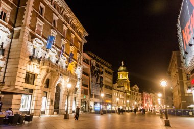 RIJEKA, CROATIA - MAY 22, 2019: Night view of Korzo pedestrian street in Rijeka, Croatia