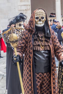 TROGIR, CROATIA - MAY 27, 2019: Masked actors during the shooting of Strike Back TV series in the old town of Trogir, Croatia