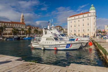 SPLIT, CROATIA - MAY 28, 2019: Boats in Split harbor, Croatia