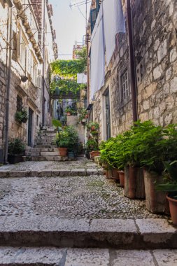 dubrovnik, Hırvatistan'ın dar sokakta
