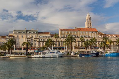 SPLIT, CROATIA - MAY 28, 2019: Boats in Split harbor, Croatia