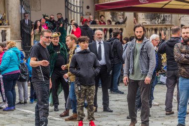TROGIR, CROATIA - MAY 27, 2019: Shooting of Strike Back TV series in the old town of Trogir, Croatia