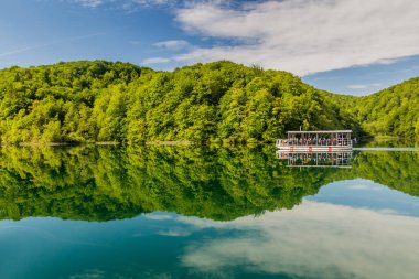 Ferry at Kozjak lake in Plitvice Lakes National Park, Croatia