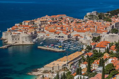 Hırvatistan 'ın eski Dubrovnik kasabasının hava manzarası