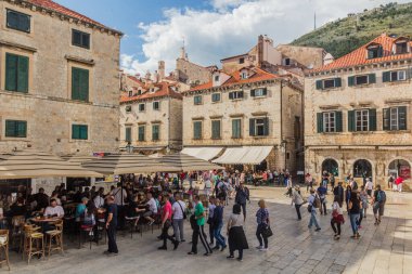 DUBROVNIK, CROATIA - MAY 31, 2019: Crowds of tourists in the old town of Dubrovnik, Croatia