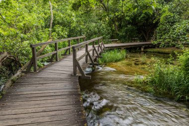 Boardwalk over Krka river in Krka national park, Croatia