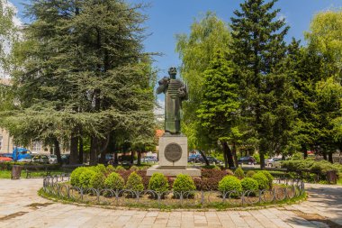 CETINJE, MONTENEGRO - JUNE 2, 2019: Monument to Ivan Crnojevic in Cetinje town, Montenegro