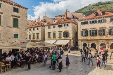 DUBROVNIK, CROATIA - MAY 31, 2019: Crowds of tourists in the old town of Dubrovnik, Croatia