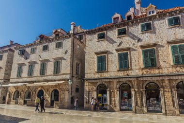 DUBROVNIK, CROATIA - MAY 30, 2019: Typical stone houses in the old town of Dubrovnik, Croatia