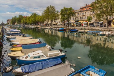 RIJEKA, CROATIA - MAY 23, 2019: Small boats at Mrtvi canal in Rijeka, Croatia