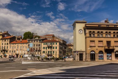 RIJEKA, CROATIA - MAY 23, 2019: Building with a clock tower at Titov Trg square in Rijeka, Croatia