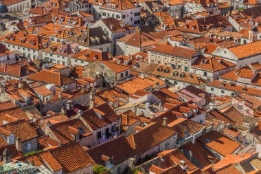 Hırvatistan 'ın eski Dubrovnik kasabasının hava manzarası