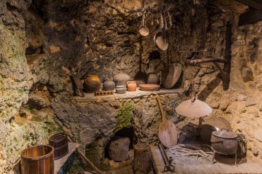 KRKA, CROATIA - MAY 26, 2019: Museum kitchen of an old house in Krka national park, Croatia