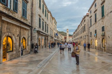 DUBROVNIK, CROATIA - MAY 31, 2019: Crowds of tourists at Stradun street in the old town of Dubrovnik, Croatia
