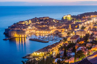 Aerial view of Dubrovnik during dusk, Croatia