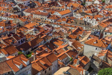 Hırvatistan 'ın eski Dubrovnik kasabasının hava manzarası