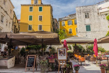 SIBENIK, CROATIA - MAY 25, 2019: Trg Palih sibenskih boraca square in Sibenik, Croatia