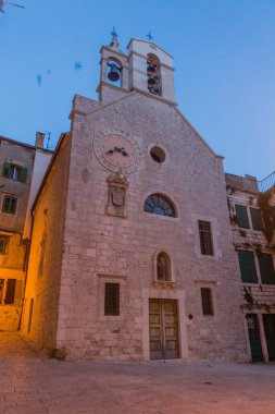 Evening view of St Barbara church in Sibenik, Croatia