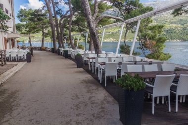 Seaside promenade in Korcula town, Croatia