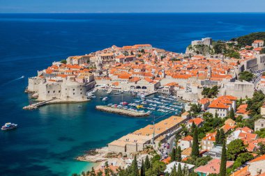 Hırvatistan 'ın eski Dubrovnik kasabasının hava manzarası