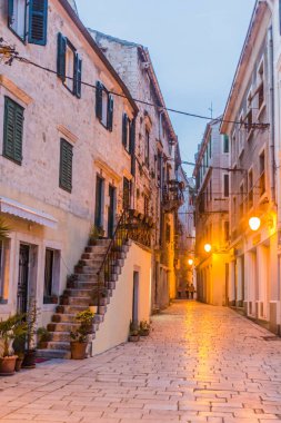Evening view of an alley in Sibenik, Croatia