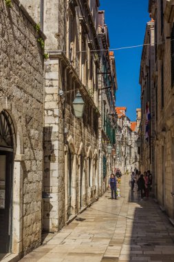 DUBROVNIK, CROATIA - MAY 31, 2019: Narrow alley in the old town of Dubrovnik, Croatia
