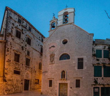 Evening view of St Barbara church in Sibenik, Croatia