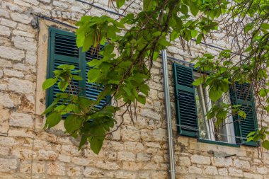 Windows of a traditional house in Sibenik, Croatia