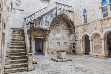 Courtyard of the town hall in the old town of Trogir, Croatia