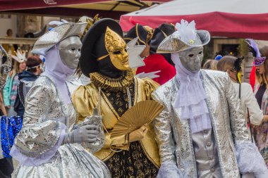 TROGIR, CROATIA - MAY 27, 2019: Masked actors during the shooting of Strike Back TV series in the old town of Trogir, Croatia