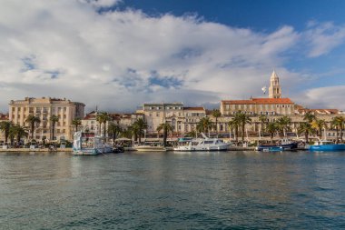 SPLIT, CROATIA - MAY 28, 2019: Boats in Split harbor, Croatia