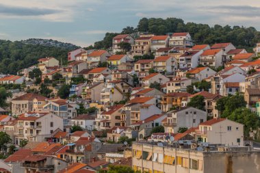 Houses on slopes in Sibenik, Croatia