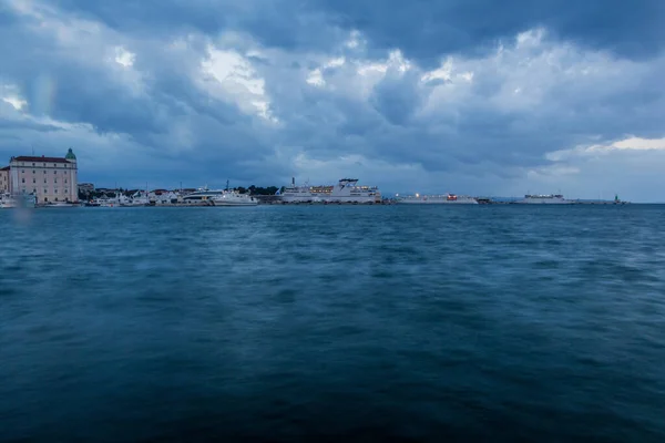 Evening View Boats Split Croatia — ストック写真