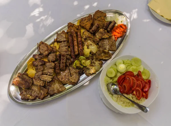 Meal Bosnia Herzegovina Various Grilled Meats — Stockfoto
