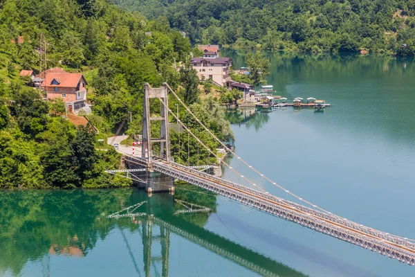 Viseci Most Puente Colgante Sobre Lago Jablanica Bosnia Herzegovina —  Fotos de Stock