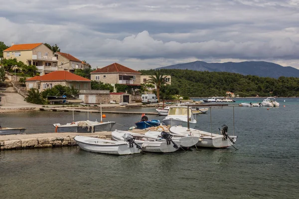 Boats Lumbarda Village Korcula Island Croatia — Stockfoto