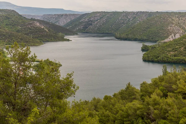 Aerial view of Visovacko jezero lake in Krka national park, Croatia