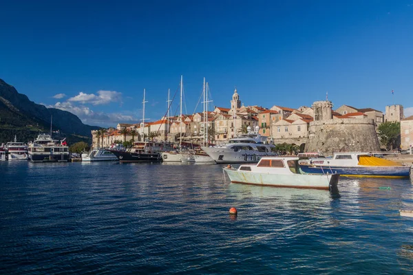 Boats Marina Korcula Town Croatia — Stockfoto