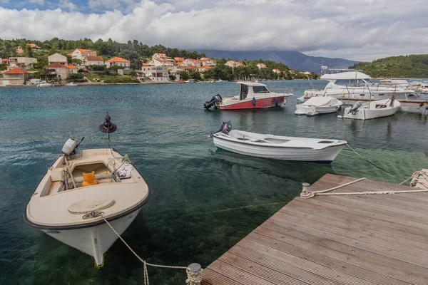 Boats Lumbarda Village Korcula Island Croatia — Stockfoto