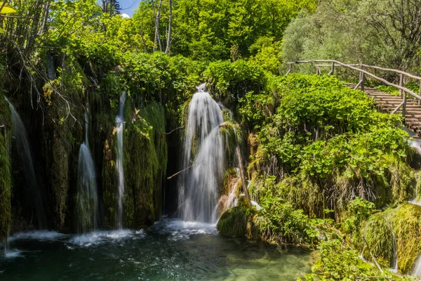 Vízesés Plitvicei Tavak Nemzeti Park Horvátország — Stock Fotó