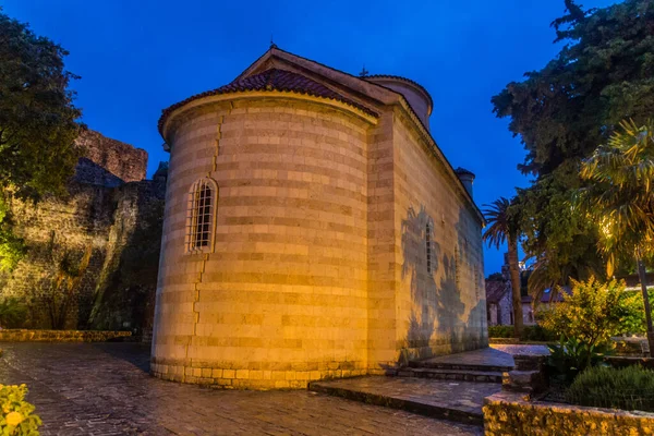 Evening View Holy Trinity Church Budva Montenegro — Stockfoto